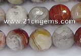 CAG9864 15.5 inches 12mm faceted round Mexican crazy lace agate beads