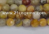 CAG9868 15.5 inches 4mm faceted round yellow crazy lace agate beads