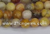 CAG9869 15.5 inches 6mm faceted round yellow crazy lace agate beads