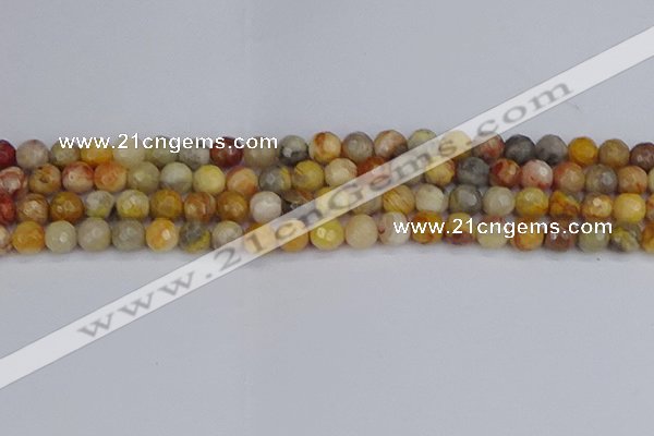 CAG9869 15.5 inches 6mm faceted round yellow crazy lace agate beads