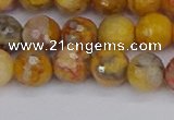 CAG9870 15.5 inches 8mm faceted round yellow crazy lace agate beads