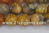 CAG9871 15.5 inches 10mm faceted round yellow crazy lace agate beads