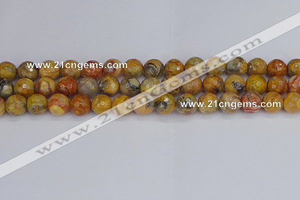 CAG9871 15.5 inches 10mm faceted round yellow crazy lace agate beads