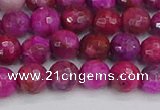 CAG9876 15.5 inches 6mm faceted round fuchsia crazy lace agate beads