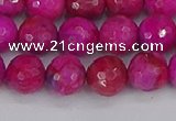 CAG9877 15.5 inches 8mm faceted round fuchsia crazy lace agate beads