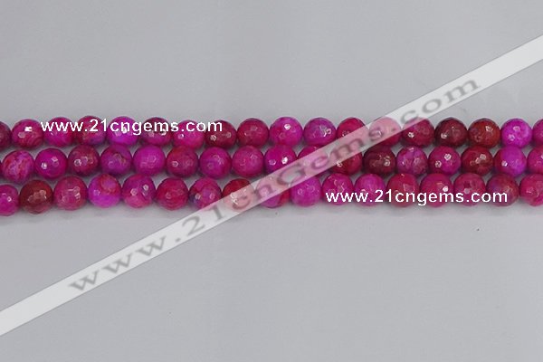 CAG9877 15.5 inches 8mm faceted round fuchsia crazy lace agate beads