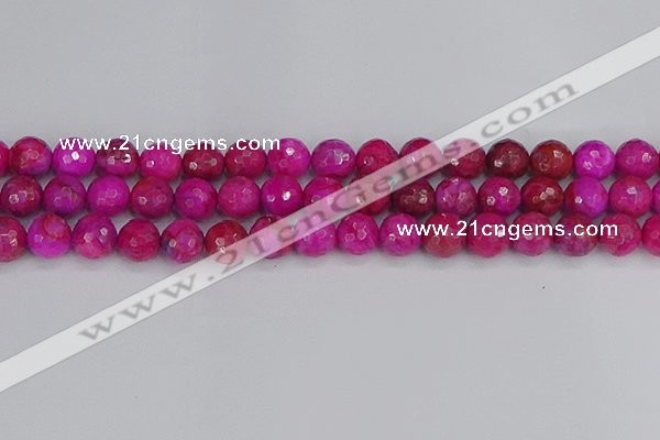 CAG9878 15.5 inches 10mm faceted round fuchsia crazy lace agate beads