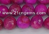 CAG9879 15.5 inches 12mm faceted round fuchsia crazy lace agate beads