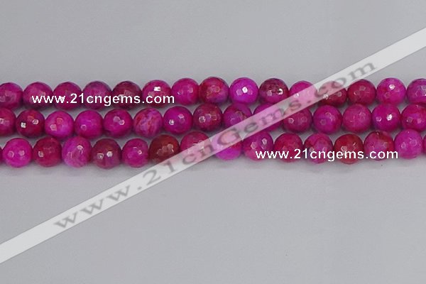 CAG9879 15.5 inches 12mm faceted round fuchsia crazy lace agate beads