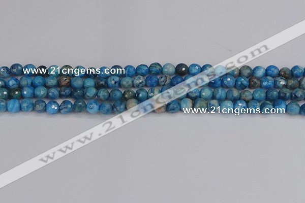 CAG9882 15.5 inches 4mm faceted round blue crazy lace agate beads