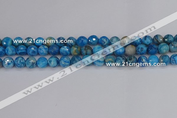 CAG9884 15.5 inches 8mm faceted round blue crazy lace agate beads