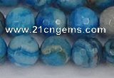 CAG9886 15.5 inches 12mm faceted round blue crazy lace agate beads