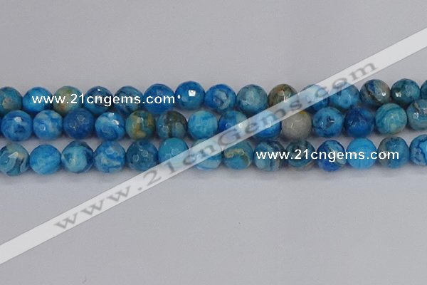 CAG9886 15.5 inches 12mm faceted round blue crazy lace agate beads