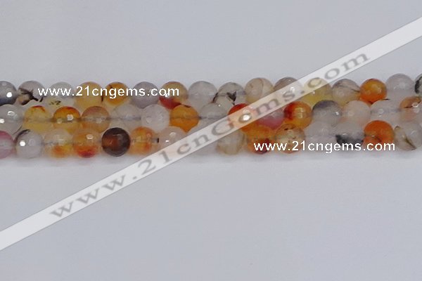 CAG9892 15.5 inches 10mm faceted round dendritic agate beads