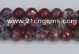 CAG9903 15.5 inches 4mm faceted round red lightning agate beads