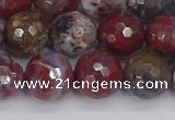 CAG9906 15.5 inches 10mm faceted round red lightning agate beads