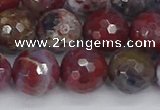 CAG9907 15.5 inches 12mm faceted round red lightning agate beads