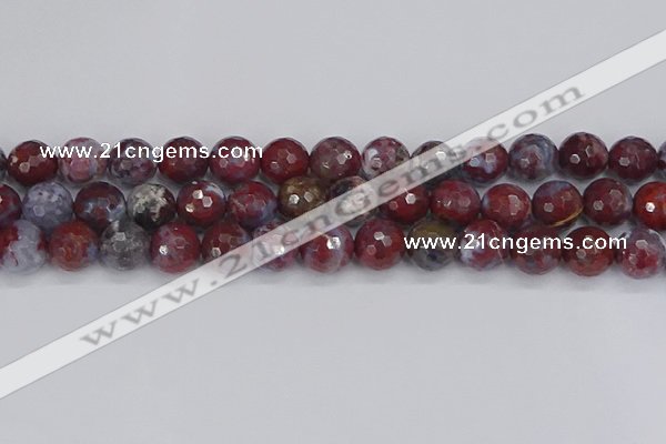 CAG9907 15.5 inches 12mm faceted round red lightning agate beads