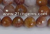 CAG9912 15.5 inches 8mm faceted round red moss agate beads