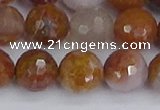 CAG9914 15.5 inches 12mm faceted round red moss agate beads