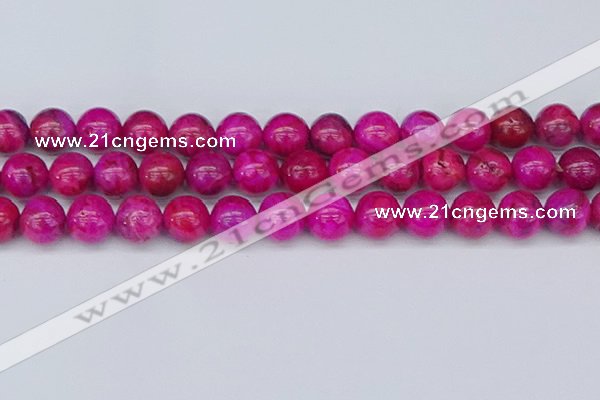 CAG9928 15.5 inches 12mm round fuchsia crazy lace agate beads