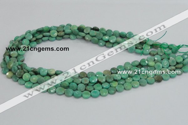 CAG993 15.5 inches 10mm faceted coin green grass agate gemstone beads