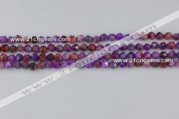 CAG9945 15.5 inches 6mm faceted nuggets purple crazy lace agate beads