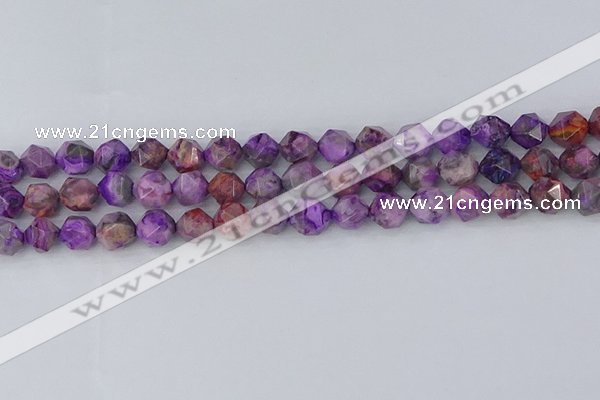 CAG9946 15.5 inches 8mm faceted nuggets purple crazy lace agate beads