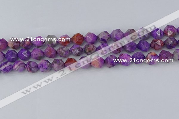 CAG9947 15.5 inches 10mm faceted nuggets purple crazy lace agate beads