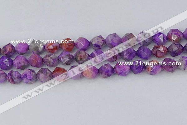 CAG9948 15.5 inches 12mm faceted nuggets purple crazy lace agate beads