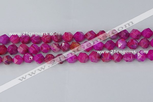 CAG9953 15.5 inches 10mm faceted nuggets fuchsia crazy lace agate beads