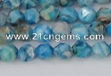 CAG9957 15.5 inches 6mm faceted nuggets blue crazy lace agate beads