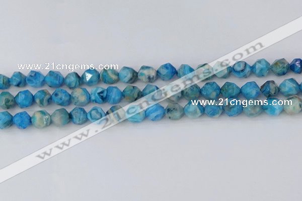 CAG9958 15.5 inches 8mm faceted nuggets blue crazy lace agate beads