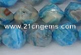 CAG9960 15.5 inches 12mm faceted nuggets blue crazy lace agate beads