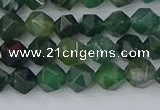 CAG9969 15.5 inches 6mm faceted nuggets moss agate beads