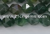 CAG9970 15.5 inches 8mm faceted nuggets moss agate beads