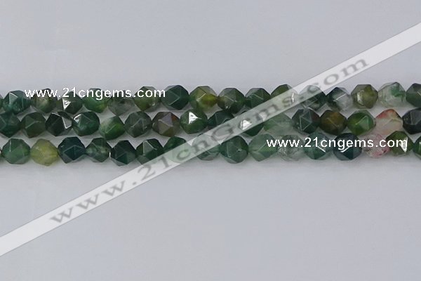 CAG9970 15.5 inches 8mm faceted nuggets moss agate beads