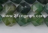 CAG9971 15.5 inches 10mm faceted nuggets moss agate beads