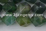 CAG9972 15.5 inches 12mm faceted nuggets moss agate beads