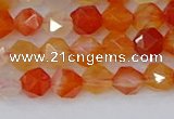 CAG9975 15.5 inches 6mm faceted nuggets red agate beads