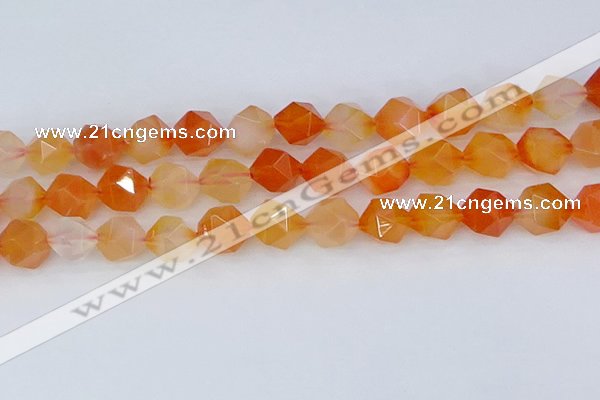 CAG9978 15.5 inches 12mm faceted nuggets red agate beads