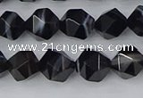 CAG9982 15.5 inches 8mm faceted nuggets black line agate beads