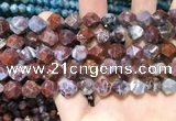 CAG9989 15.5 inches 10mm faceted nuggets red lightning agate beads