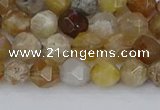 CAG9993 15.5 inches 6mm faceted nuggets ocean fossil agate beads