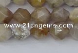 CAG9994 15.5 inches 8mm faceted nuggets ocean fossil agate beads