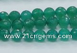 CAJ03 15.5 inches 8mm faceted round green aventurine jade beads