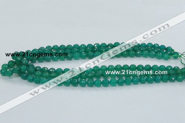 CAJ03 15.5 inches 8mm faceted round green aventurine jade beads