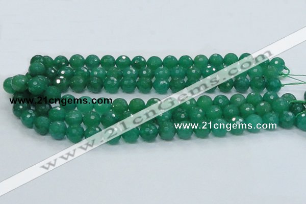 CAJ05 15.5 inches 12mm faceted round green aventurine jade beads