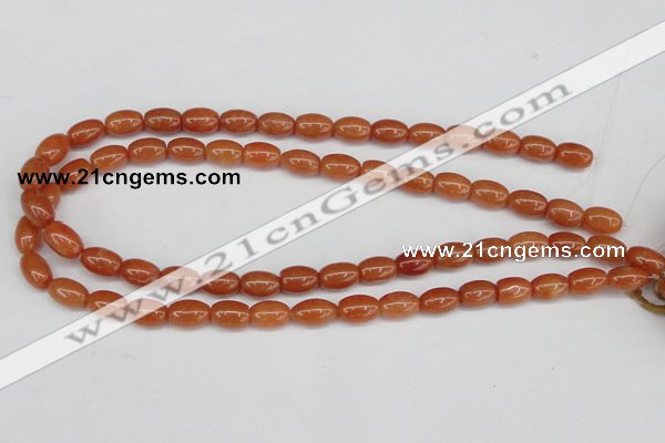 CAJ150 15.5 inches 8*12mm rice red aventurine jade beads