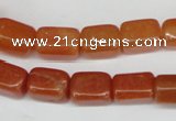 CAJ151 15.5 inches 10*13mm cuboid red aventurine jade beads